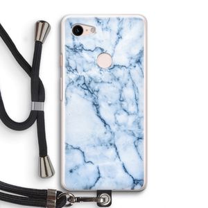 Blauw marmer: Pixel 3 Transparant Hoesje met koord