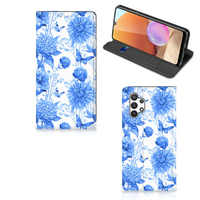 Smart Cover voor Samsung Galaxy A32 4G | A32 5G Enterprise Editie Flowers Blue - thumbnail