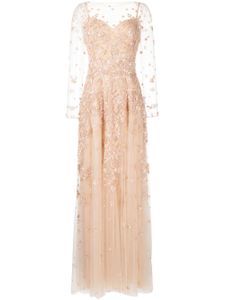 Zuhair Murad robe longue en tulle à détails appliqués - Rose