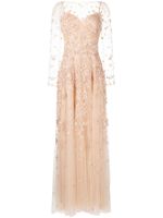 Zuhair Murad robe longue en tulle à détails appliqués - Rose - thumbnail