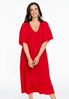 Yoek Jurk met V-hals PLISSE | Rood | Maat 58/60
