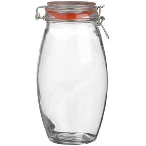 Voorraadpot/bewaarpot - 1.9L - glas - met beugelsluiting - D12 x H25 cm