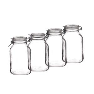 Voorraad/weckpot - Set van 4x stuks - transparant - glas - 24 x 14 cm - 3 L - Bormioli Rocco