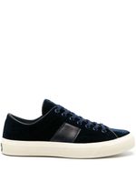 TOM FORD Cambridge crocodile-effect leather sneakers - Bleu