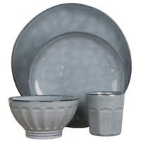 Servies set - 16-delig - blauw - aardewerk dinerservies - tafelservies - 4 personen