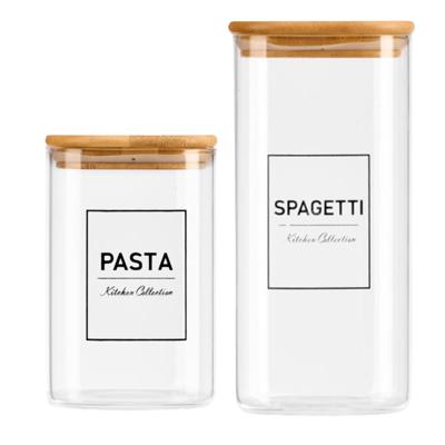 Voorraadpot Essentials set - keuken - pasta / spaghetti - glas - 1,2L / 2,1L