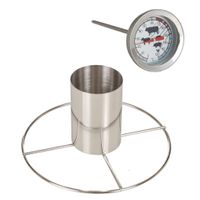 Kiprooster/kippengrill voor de barbecue/BBQ/oven RVS 20 cm met vleesthermometer / braadthermometer