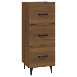 The Living Store Dressoir Bruineiken Bewerkt Hout - 34.5x34x90cm - Stevig en Praktisch