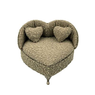 Doos-Juwelenkistje Versa Grijs Polyester Metaal Spiegel Hout MDF 16 X 13,5 X 16 CM Sofa