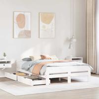 Bedframe zonder matras massief grenenhout wit 150x200 cm