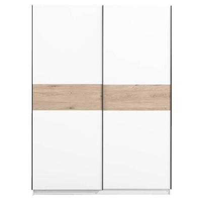 Leen Bakker - Schuifdeurkast Genua - /eikenkleur - 204x150x60 Cm - Spaanplaat - Wit - 150.6x204x60.3 Cm