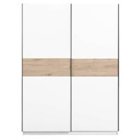 Leen Bakker - Schuifdeurkast Genua - /eikenkleur - 204x150x60 Cm - Spaanplaat - Wit - 150.6x204x60.3 Cm