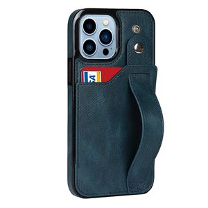 iPhone XR hoesje - Backcover - Pasjeshouder - Portemonnee - Handvat - Kunstleer - Blauw