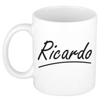 Naam cadeau mok / beker Ricardo met sierlijke letters 300 ml   - - thumbnail