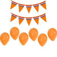 Bellatio decorations - Oranje versiering set - vlaggenlijnen en ballonnen