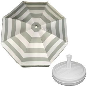 Parasol - zilver - D120 cm - incl. draagtas - parasolvoet - 42 cm