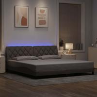 Bedframe met LED zonder matras 200x200 cm stof taupe