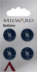 Milward Knoop Donkerblauw met Werkje Wit 15mm (4 stuks)