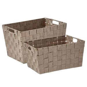 Kast/badkamer opbergmandjes set van 6x stuks beige in 2 formaten