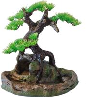 Polyresin ornament bonsai boom op rots 17.5 cm - Gebr de boon