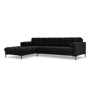 Cosmopolitan Design Bali Hoekbank met Chaise Longue Links - Zwart / Zwart