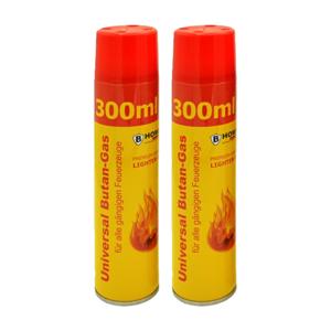 Aansteker gas - 2x - 300 ml - butaan gasfles - navulling - voor kooktoestellen/aanstekers