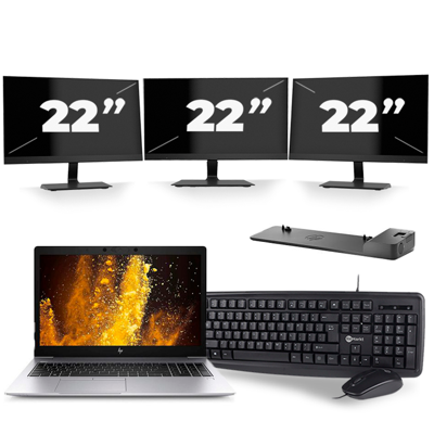 HP EliteBook 850 G6 - Intel Core i5-8e Generatie - 15 inch - 16GB RAM - 256GB SSD - Windows 11 + 3x 22 inch Monitor