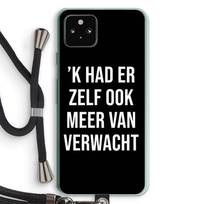 Meer verwacht - Zwart: Pixel 5a 5G Transparant Hoesje met koord