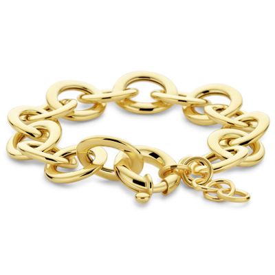 Armband Ankerschakel-Springslot zilver goudkleurig 15 mm 17-20 cm