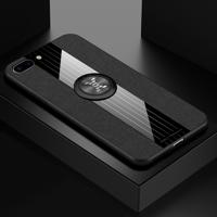 Voor iPhone 8/7 XINLI stiksels doek Textue schokbestendig TPU beschermhoes met ring houder (zwart)