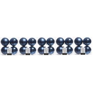 20x Kunststof kerstballen glanzend/mat donkerblauw 10 cm kerstboom versiering/decoratie   -