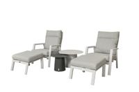 Qopps 2x Okios loungestoel met 2x voetenbank en 2 koffietafeltjes