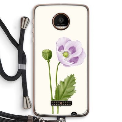 Purple poppy: Motorola Moto Z Force Transparant Hoesje met koord