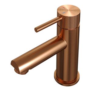 Wastafelmengkraan Brauer Copper Carving Coldstart Opbouw Laag Ronde Hendel Geborsteld Koper PVD PVD Brauer