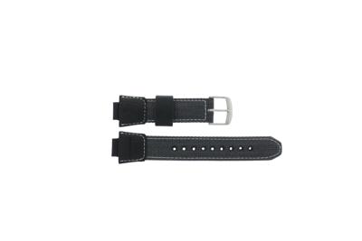 Horlogeband Casio 10198354 / AMW-700B-1AVEF / AMW-700-1AV Nylon/perlon Zwart 13mm