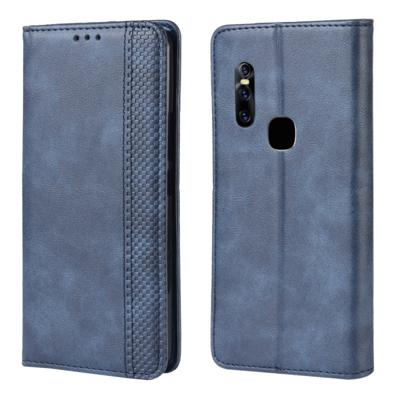 Magnetische Buckle retro Crazy Horse textuur horizontale Flip lederen case voor vivo V15 met houder & kaartsleuven & fotolijstjes (blauw)