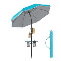 In hoogte verstelbare strandparasol met opvouwbare zonwering, Blauw / 160 cm