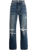 AMIRI logo-patch ripped-detailing straight-leg jeans - Bleu - thumbnail