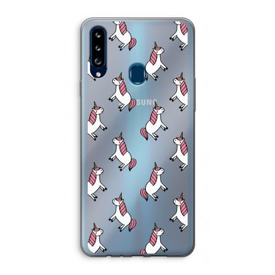 Eenhoorns overal: Samsung Galaxy A20s Transparant Hoesje