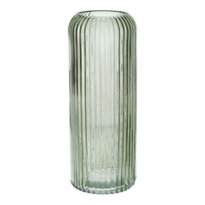 Bloemenvaas ribbel - lichtgroen - transparant glas - D10 x H25 cm