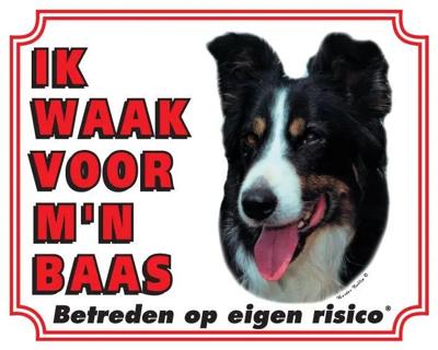 Border Collie Waakbord - Ik waak voor mijn baas