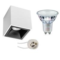 Philips Vierkante Opbouwspot Set GU10 - Mat Wit/Zwart - Dimbaar 3.7W