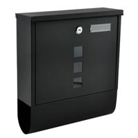 Malatec Brievenbus/Postbus - met krantenrol - zwart - metaal - 10 x 30 x 34 cm
