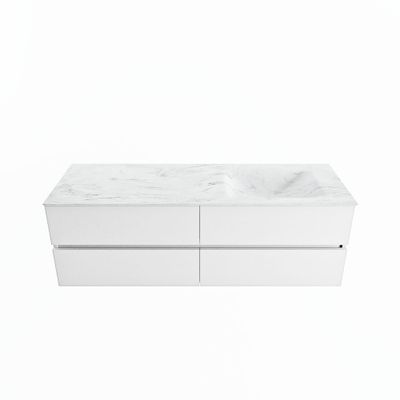 MONDIAZ VICA-DLUX 150cm badmeubel onderkast Talc 4 lades. Inbouw wastafel CLOUD rechts zonder kraangat, kleur Opalo.