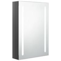 vidaXL Badkamerkast met spiegel en LED 50x13x70 cm glanzend grijs - thumbnail