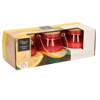 Citronella kaars - 3x - in rood glazen potje - 8 branduren - citrusgeur   -