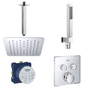 Grohe SmartControl Inbouw Doucheset Vierkant Met Hoofddouche 20cm Plafond Uitloop En Handdouche Compleet