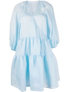 Cecilie Bahnsen robe portefeuille Mirabelle en soie - Bleu