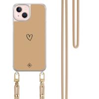 iPhone 13 hoesje met beige koord - Hart bruin iPhone 13 hoesje met beige koord - Hart bruin