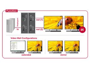 Delock 87691 DisplayPort 1.2-splitter 1 x DisplayPort in > 2 x DisplayPort uit 4K